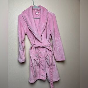 Juicy Couture Light Pink Plush Shawl-Collar Robe with Pockets and Wrap Tie
